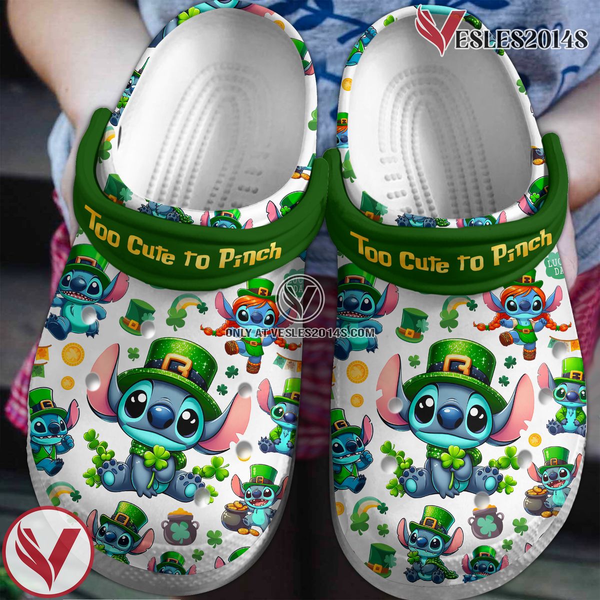 Stitch St. Patricks Day Movie Crocs Crocband Clogs Shoes Comfortable For Men Women and Kids Style 2 - Vesles2014S