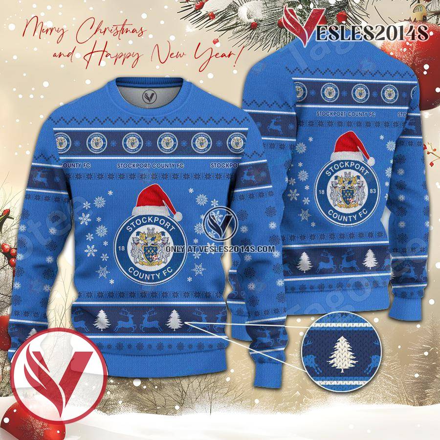 Stockport County F.C Sport Ugly Christmas Sweater, Unique Gifts For Fans - Vesles2014aS 1