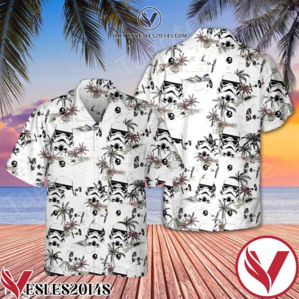 Stormtrooper Star Wars Pattern Palm Tree White Hawaiian Shirt And Short, Unique Gifts For Friends - Vesles2014S 1