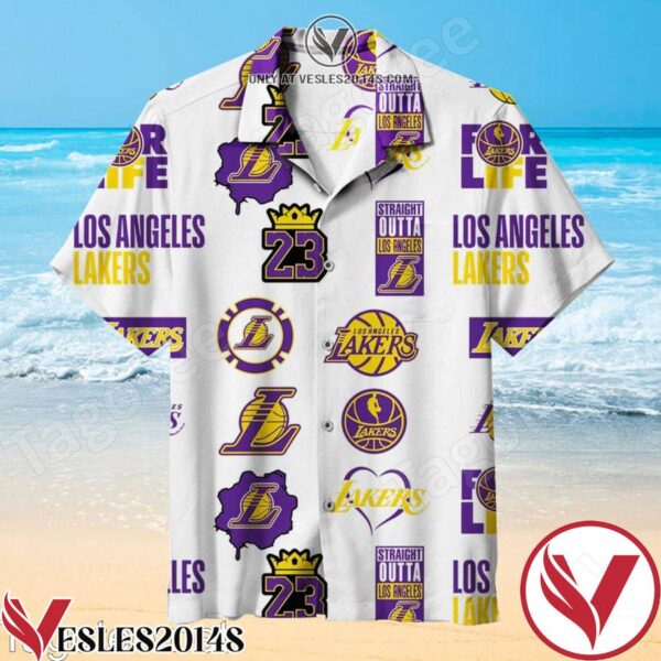 Straight Outta Los Angeles Lakers White Hawaiian Shirt, Unique Gifts For Friends - Vesles2014S 1