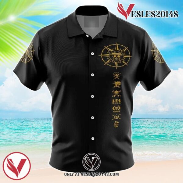 Straw Hat Grand Fleet OP Hawaiian Button Up Shirt, Perfect Gifts For Anime Lovers - Vesles2014S