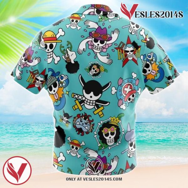 Strawhats Jolly Roger One Piece Hawaiian Button Up Shirt, Perfect Gifts For Anime Lovers - Vesles2014S 1
