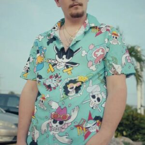 Strawhats Jolly Roger One Piece Hawaiian Button Up Shirt, Perfect Gifts For Anime Lovers - Vesles2014S 2