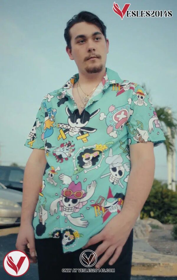 Strawhats Jolly Roger One Piece Hawaiian Button Up Shirt, Perfect Gifts For Anime Lovers - Vesles2014S 2