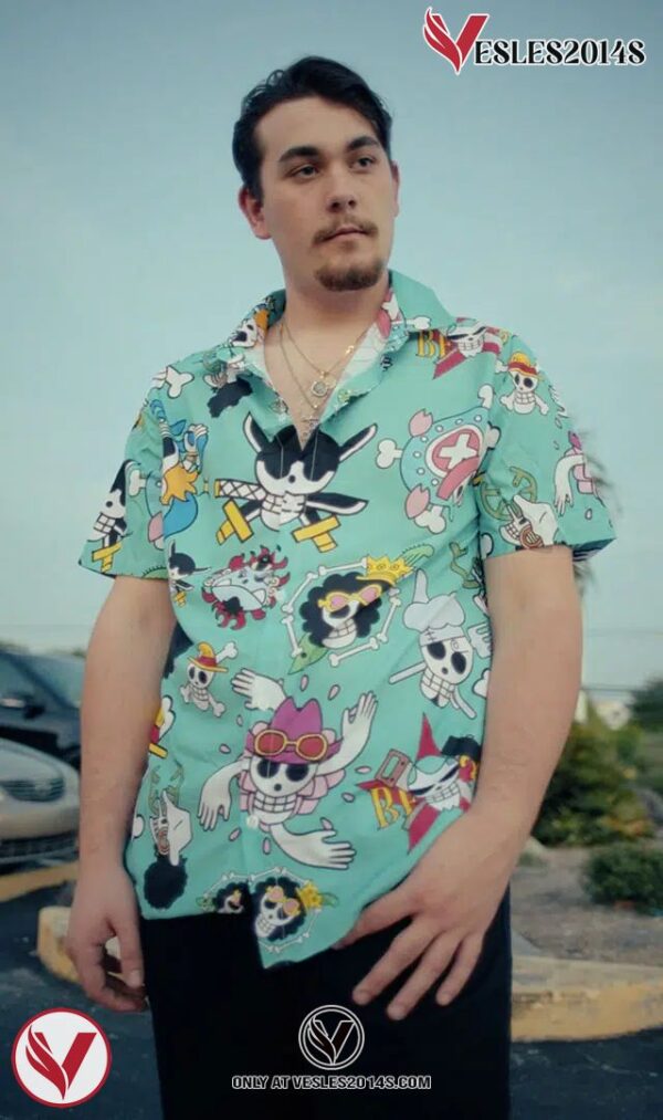 Strawhats Jolly Roger One Piece Hawaiian Button Up Shirt, Perfect Gifts For Anime Lovers - Vesles2014S 4