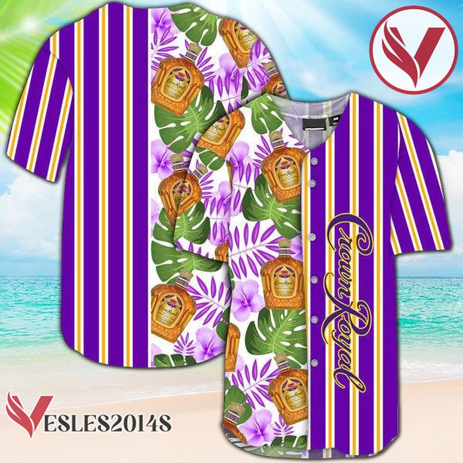 Striped Tropical Hawaii Crown Royal Baseball Jersey, Perfect Gifts For Fans - Vesles2014S