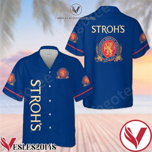 Stroh’s Beer Flower Blue Hawaiian Shirt And Short, Unique Gifts For Friends - Vesles2014S 1