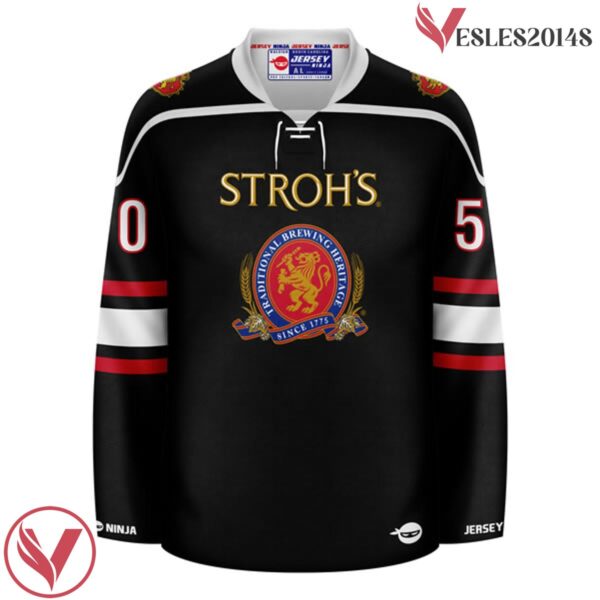 Stroh's Throwback Black Hockey Jersey - Vesles2014S 2