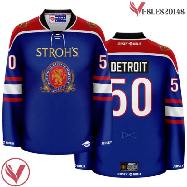 Stroh's Throwback Blue Hockey Jersey - Vesles2014S
