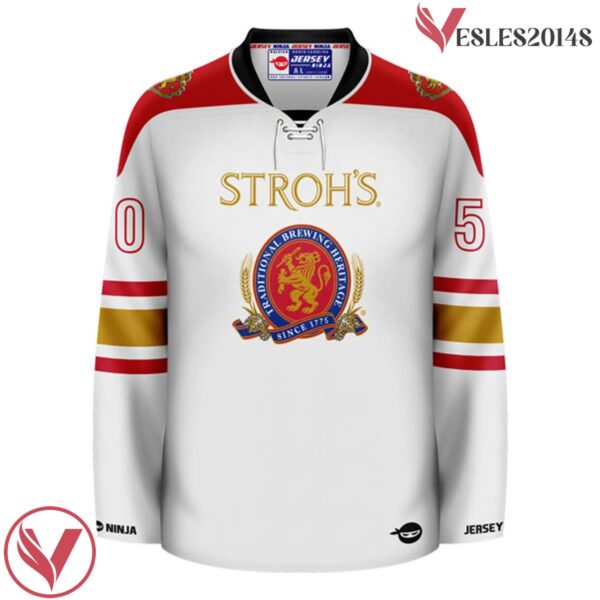 Stroh's Throwback White Hockey Jersey - Vesles2014S 2