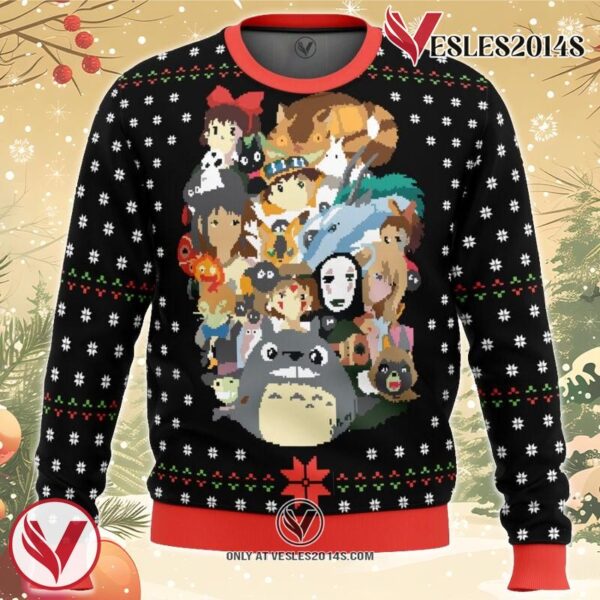 Studio Ghibli Xmas Main Miyazaki Ugly Christmas Sweater, Unique Christmas Gift For Fans - Vesles2014S