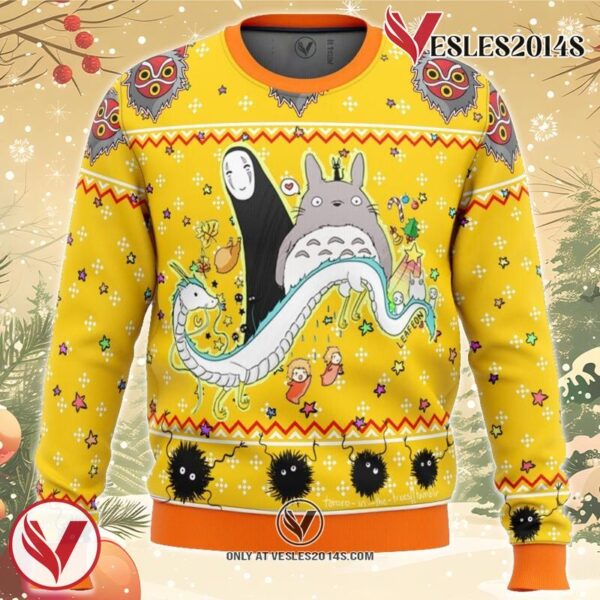 Studio Ghibli Yellow Ugly Christmas Sweater, Unique Christmas Gift For Fans - Vesles2014S