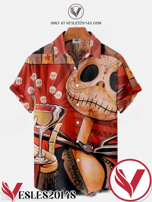 Sugar Jack Skellington And Wine Halloween Hawaiian Shirt, Unique Gifts For Friends - Vesles2014S 1