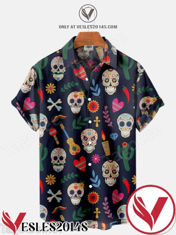 Sugar Skull Pattern Halloween Hawaiian Shirt, Unique Gifts For Friends - Vesles2014S 1