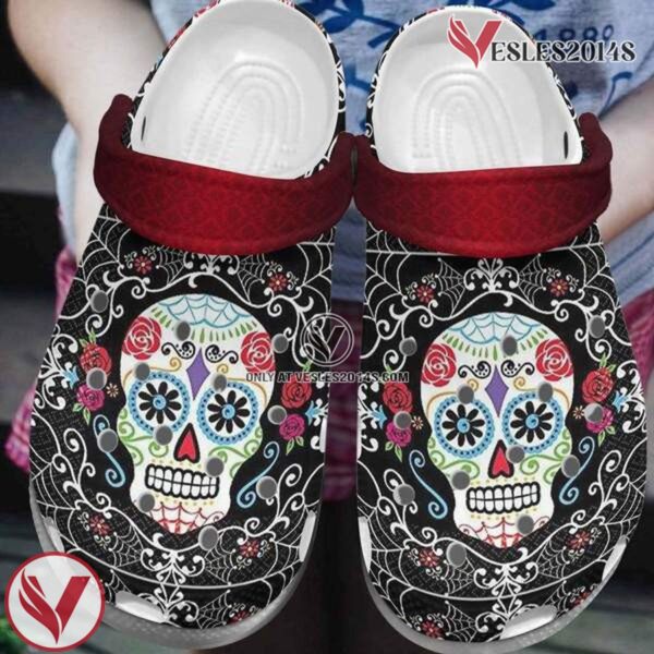 Sugar Skull Tattoo Clog Shoes Flower Skull Shoes Crocbland Clog Gifts For Men Women, Unique Gift From  Vesles2014S