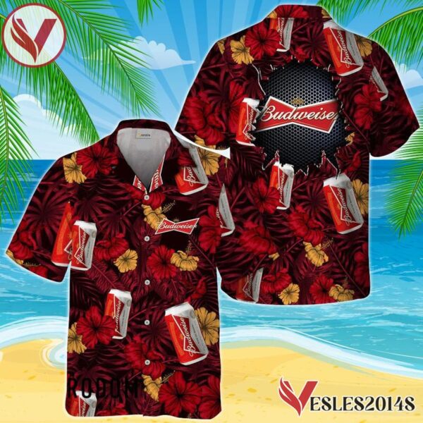 Summer Aloha Floral Budweiser Hawaiian Shirt, Best Summer Gifts For Fans - Vesles2014S