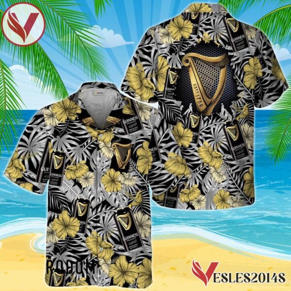 Summer Aloha Floral Guinness Beer Hawaiian Shirt, Best Summer Gifts For Fans - Vesles2014S