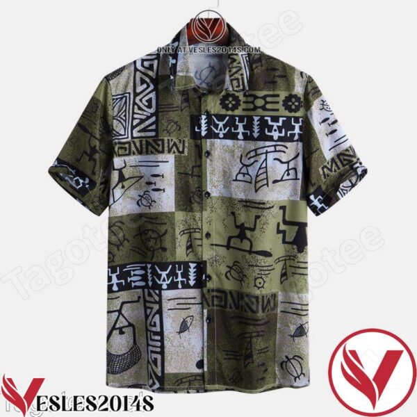 Summer Holiday Graffiti Ethnic Style Funny Green Hawaiian Shirt, Unique Gifts For Friends - Vesles2014S 1