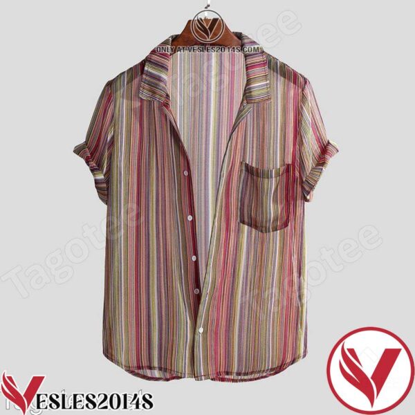 Summer Simple Ethnic Striped Printed Hawaiian Shirt, Unique Gifts For Friends - Vesles2014S 1