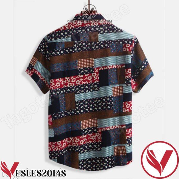 Summer Striped Floral Printing Patchwork Hawaiian Shirt, Unique Gifts For Friends - Vesles2014S 1