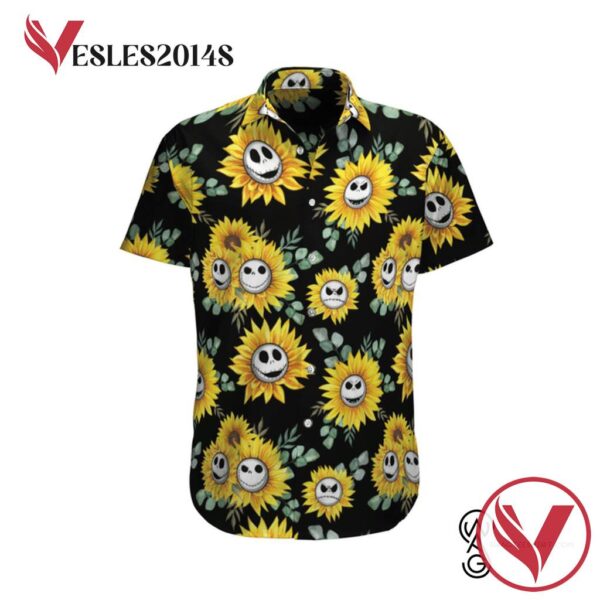 Sunflower Jack Skellington Halloween Casual Beach Full Printing Hawaiian Shirt Vesles2014S 1