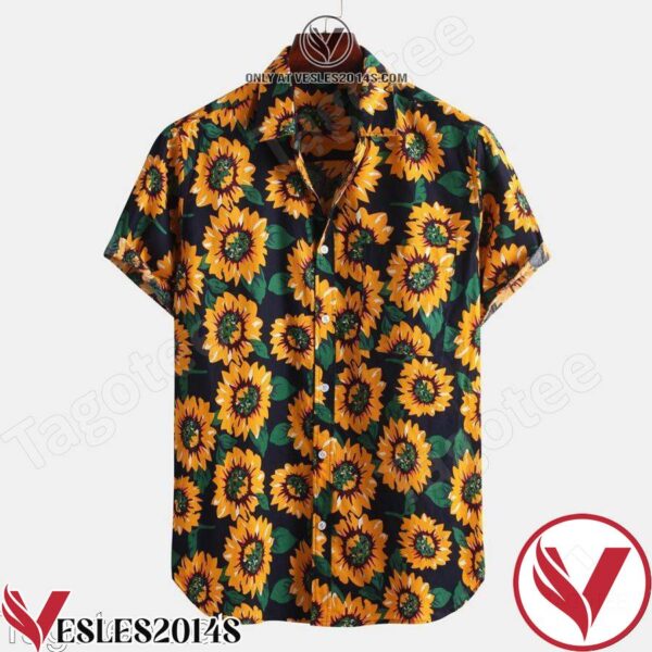 Sunflower Printed Chest Pocket Hawaiian Shirt, Unique Gifts For Friends - Vesles2014S 1