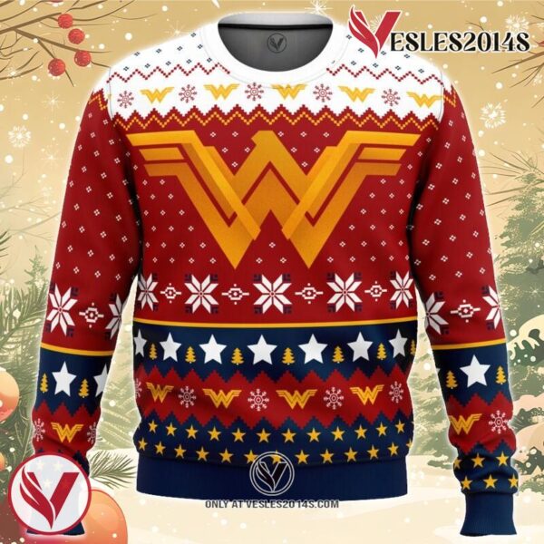 Super Heroes Wonder Woman Christmas Ugly Christmas Sweater, Unique Christmas Gift For Fans - Vesles2014S
