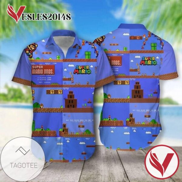 Super Mario Print Short Sleeve Hawaiian Casual Shirt Vesles2014S 1
