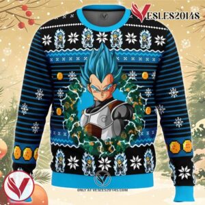 Super Saiyan Blue Vegeta Ugly Christmas Sweater, Unique Christmas Gift For Fans - Vesles2014S