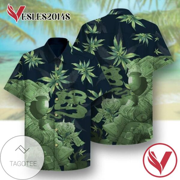 Super Stoned Astronaut Hawaiian Graphic Print Short Sleeve Hawaiian Casual Shirt Vesles2014S
