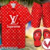 Supreme Red Combo Hawaiian Shirt, Beach Shorts And Flip Flop, Unique Gifts For Friends - Vesles2014S 1