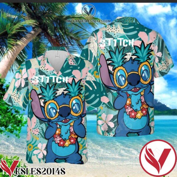 Surprised Stitch Disney Cartoon Graphics Tropical Hawaiian Shirt And Short, Unique Gifts For Friends - Vesles2014S 1