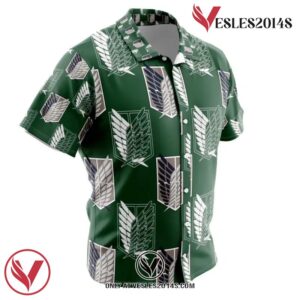 Survey Corps Attack on Titan Hawaiian Button Up Shirt, Perfect Gifts For Anime Lovers - Vesles2014S 1