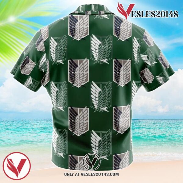 Survey Corps Attack on Titan Hawaiian Button Up Shirt, Perfect Gifts For Anime Lovers - Vesles2014S 2