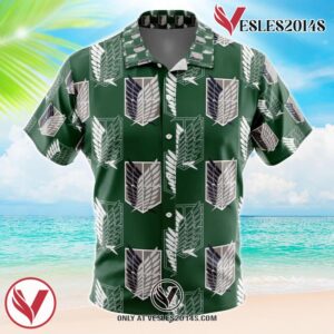 Survey Corps Attack on Titan Hawaiian Button Up Shirt, Perfect Gifts For Anime Lovers - Vesles2014S