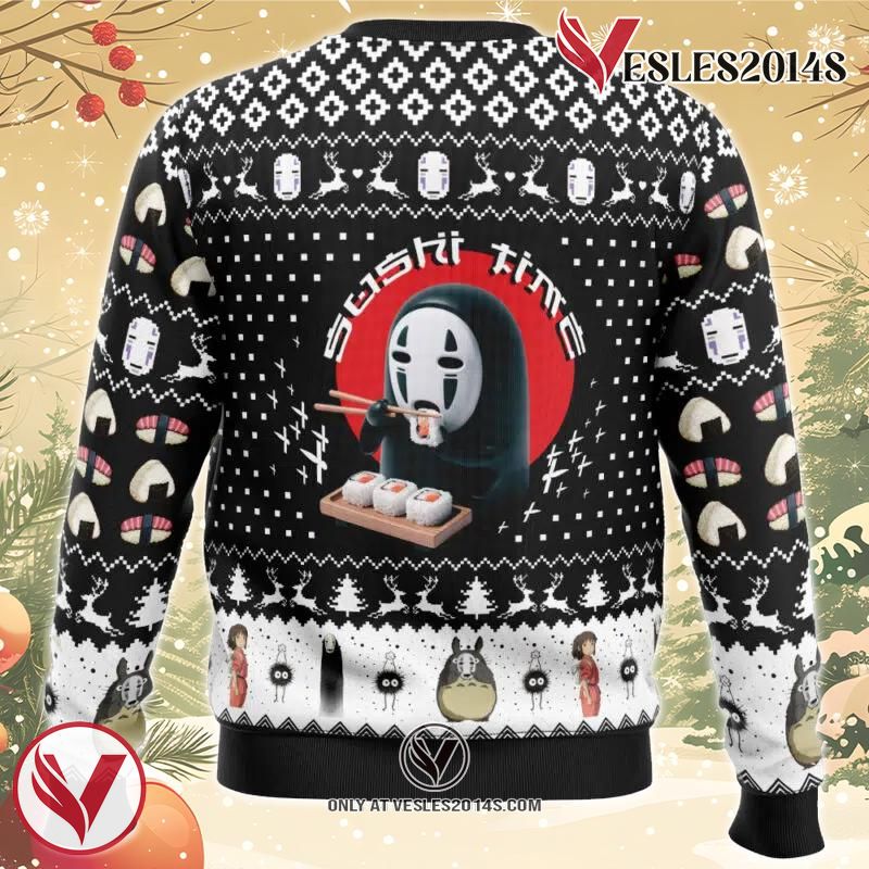 Sushi Time No Face Spirited Away Ugly Christmas Sweater, Unique Christmas Gift For Fans - Vesles2014S 1
