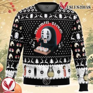 Sushi Time No Face Spirited Away Ugly Christmas Sweater, Unique Christmas Gift For Fans - Vesles2014S