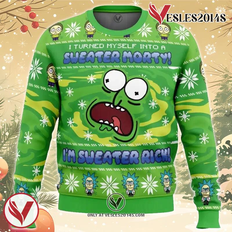Sweater Rick Rick and Morty Ugly Christmas Sweater, Unique Christmas Gift For Fans - Vesles2014S