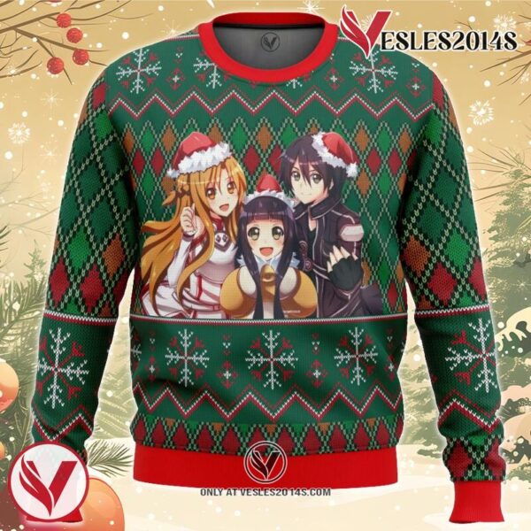 Sword Art Online Ugly Christmas Sweater, Unique Christmas Gift For Fans - Vesles2014S