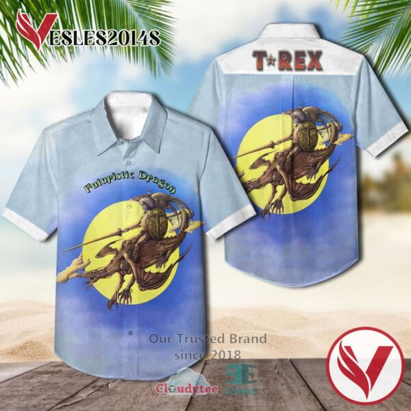 T. Rex Futuristic Dragon 1976 Casual Hawaiian Shirt, Best Gifts For Summer Vesles2014S 1