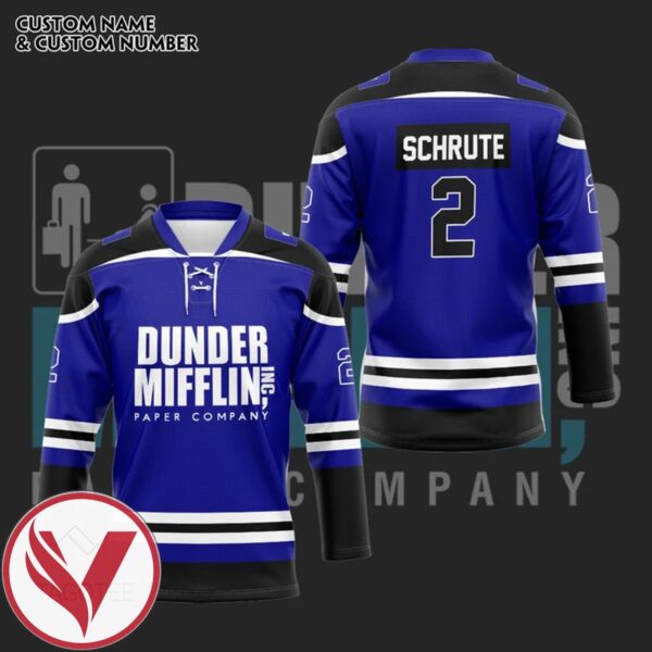 TO Dunder Mifflin Black Custom Name Custom Number Hockey Jersey, Trending Gifts For Fans - Vesles2014s 1