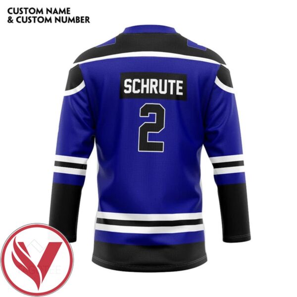 TO Dunder Mifflin Blue Custom Name Custom Number Hockey Jersey, Trending Gifts For Fans - Vesles2014s 1