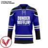 TO Dunder Mifflin Blue Custom Name Custom Number Hockey Jersey, Trending Gifts For Fans - Vesles2014s