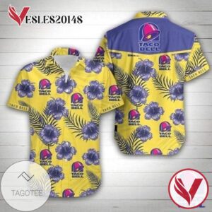 Taco Bell Hawaiian Tropical Hawaiian Graphic Print Short Sleeve Hawaiian Casual Shirt Vesles2014S 1