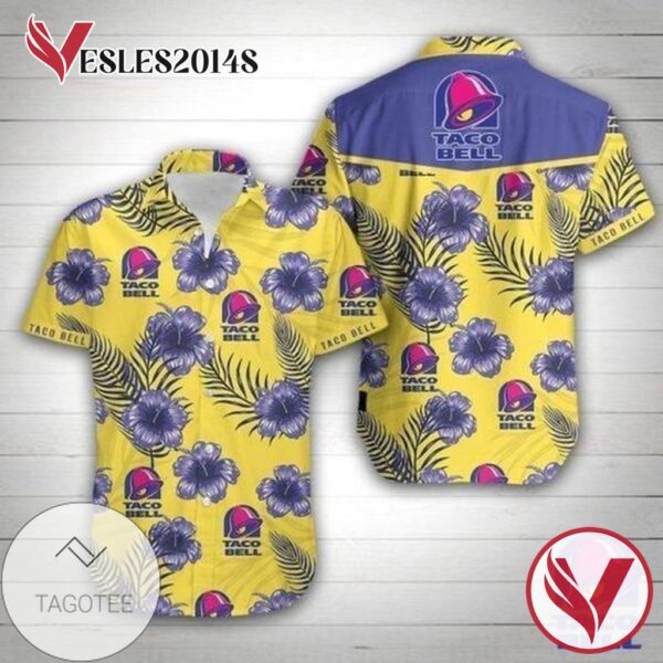 Taco Bell Hawaiian Tropical Hawaiian Graphic Print Short Sleeve Hawaiian Casual Shirt Vesles2014S