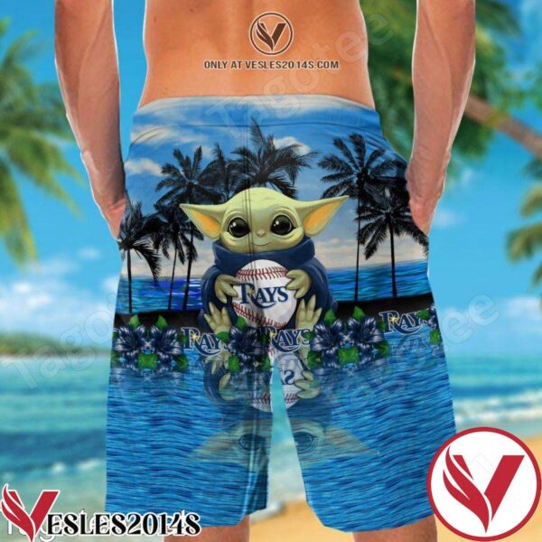 Tampa Bay Rays & Baby Yoda Hawaiian Shirt And Short, Unique Gifts For Friends - Vesles2014S 1