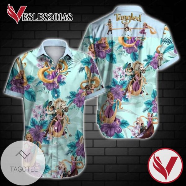 Tangled Hawaiian Graphic Print Short Sleeve Hawaiian Casual Shirt Vesles2014S 1