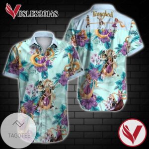 Tangled Hawaiian Graphic Print Short Sleeve Hawaiian Casual Shirt Vesles2014S