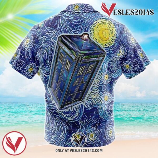Tardis Starry Night Doctor Who Hawaiian Button Up Shirt, Perfect Gifts For Anime Lovers - Vesles2014S 1