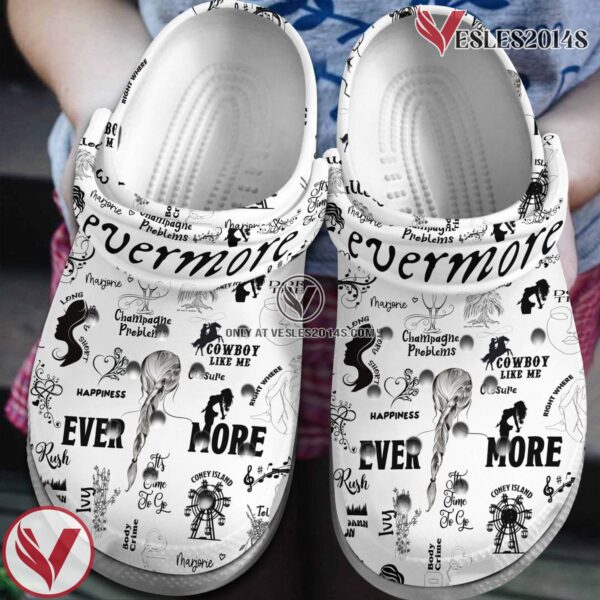 Taylor Swift Music evermore Crocs Crocband Clogs Shoes, Unique Gifts For Fans Style 1 - Vesles2014S